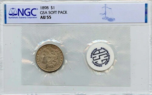 1898年 モルガン・ダラー GSA NGC AU55 ソフトパック S$1 ポップ4｜WORLD RESOURCE【QUEEN店】
