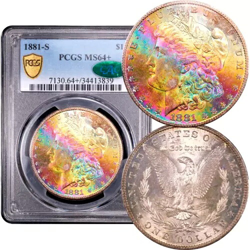 1881-S モルガン・ダラー 1ドル レインボートーン PCGS MS64+ CAC｜WORLD RESOURCE【QUEEN店】 711,920円