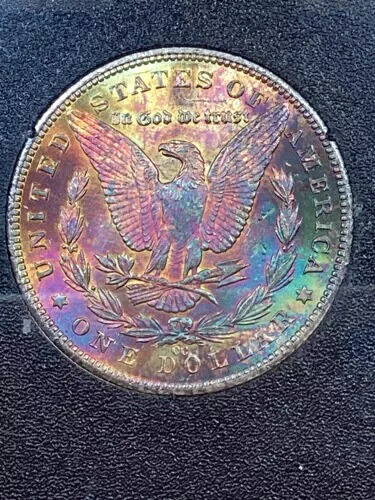 1881年 cc モルガン・ダラー GSA NGC ms64 レインボートーン モンスター!箱、COA