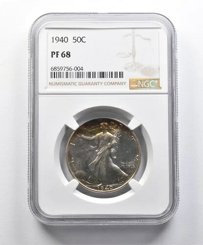 PF68 1940年ウォーキング・リバティ・ハーフダラー NGC レインボートーン *9940｜WORLD RESOURCE【QUEEN店】