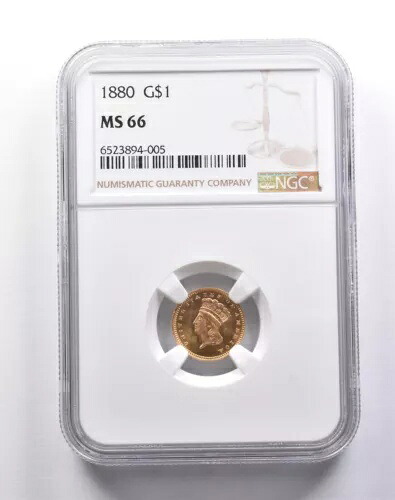 MS66 1880年 1ドル インディアン プリンセスヘッド ゴールド ダラー ピース NGC *3667｜WORLD RESOURCE【QUEEN店】