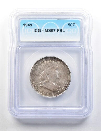 1949年 フランクリン ハーフダラー MS67 FBL ICG *9539｜WORLD RESOURCE【QUEEN店】