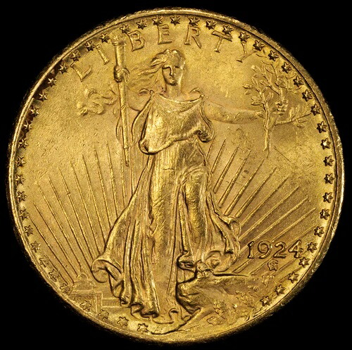 1924年 セント・ゴーデンズ 20ドル金貨 ダブルイーグル PCGS MS62 (28483)｜WORLD RESOURCE【QUEEN店】