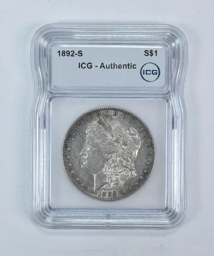 1892-S モルガン銀貨 本物 ICG 美品 *5883