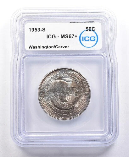 1953-S ワシントン・カーバー記念ハーフドル MS67+ ICG 美品 *4663｜WORLD RESOURCE【QUEEN店】