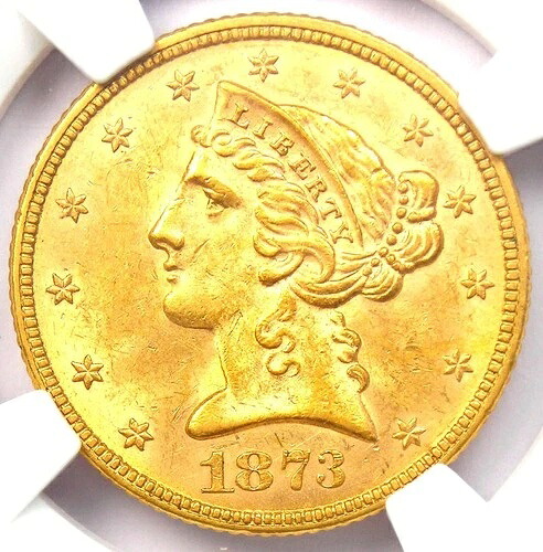 1873 年リバティ ゴールド ハーフ イーグル 5 ドル コイン - NGC MS63+ プラス グレード - 6,000 ドル相当!|WORLD RESOURCE【QUEEN店】