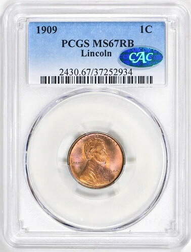 1909年リンカーンセント PCGS MS67 RB CAC Pop 4/0｜WORLD RESOURCE【QUEEN店】