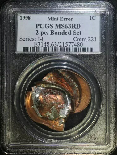 2ピース ボンデッドペアセット PCGS MS63RD ミント レアエラー リンカーン記念セント｜WORLD RESOURCE【QUEEN店】