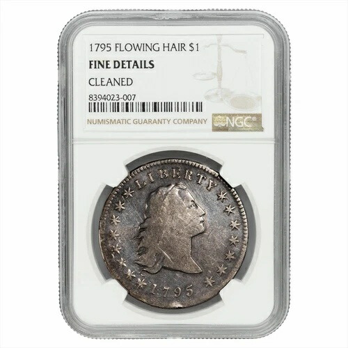 1795年 3枚の葉が流れる髪のドル 1ドル NGC 細部までクリーニング済み｜WORLD RESOURCE【QUEEN店】