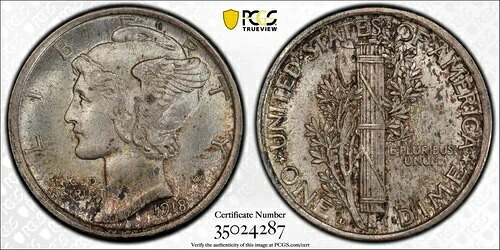 1918-D マーキュリーダイム PCGS MS64 FB｜WORLD RESOURCE【QUEEN店】
