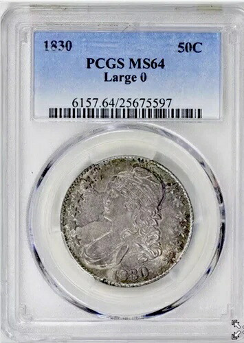1830年 キャップドバスト ハーフダラー ラージ 0 PCGS MS64 ゴージャスな斑点模様と光沢｜WORLD RESOURCE【QUEEN店】