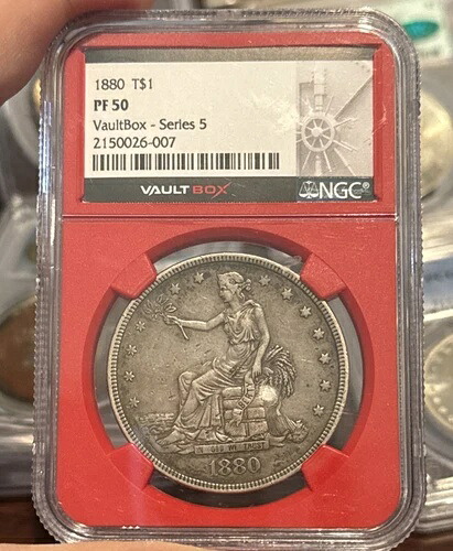 トレードドル 1880 NGC プルーフ 50 美しい緑青！レッドコア ボールトボックス 5 キー！｜WORLD RESOURCE【QUEEN店】
