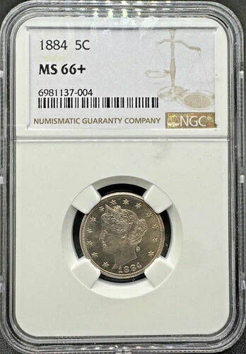 1884年 リバティ "V" ニッケル NGC MS66+ 09XXEB25｜WORLD RESOURCE【QUEEN店】