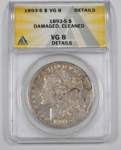 1893-S モルガン銀貨 $1 ANACS VG8 詳細 サンフランシスコ造幣局 主要日付｜WORLD RESOURCE【QUEEN店】