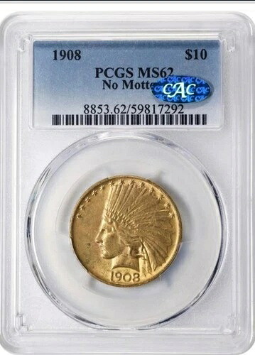 1908年 10ドル インディアンゴールドイーグル モットーなし CAC PCGS MS 62｜WORLD RESOURCE【QUEEN店】