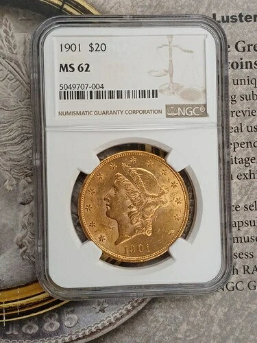 1901年金貨 $20 MS62 NGC リバティヘッドダブルイーグル 非常に希少 UNC TP-9865