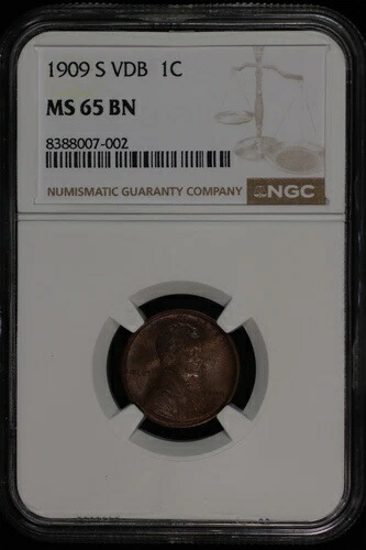 リンカーン・ウィート・セント 1909 S VDB NGC MS 65 BN ジェム 未流通。ロット番号 9048-166-09