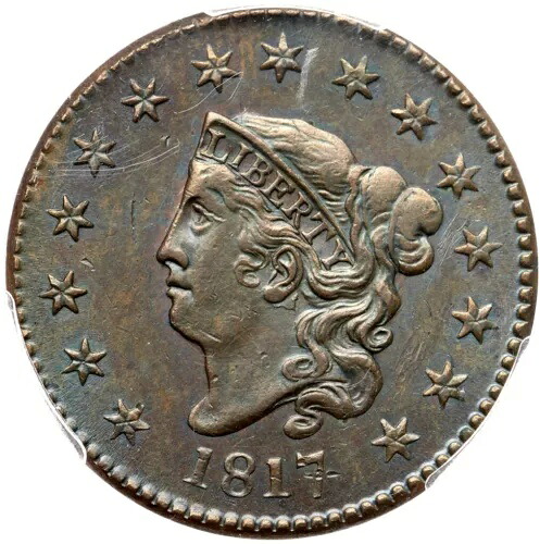 1817 N-16 R-1 PCGS AU 58 15スター マトロンまたはコロネットヘッド ラージセントコイン 1セント｜WORLD RESOURCE【QUEEN店】