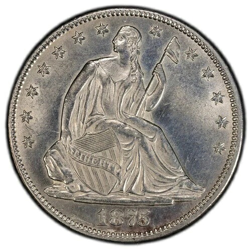 1875-CC 着席型ハーフ ドル - PCGS Unc 詳細 - 素晴らしいマーク付き無料標本!｜WORLD RESOURCE【QUEEN店】
