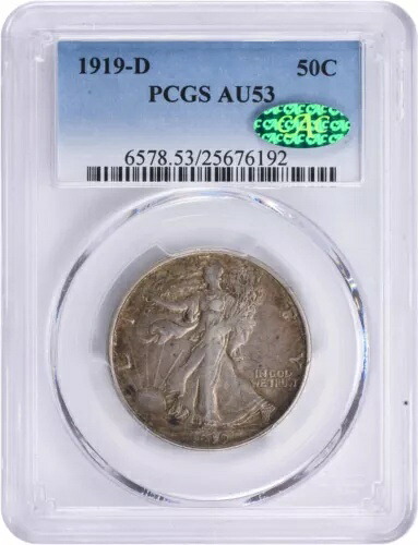 1919-D ウォーキング・リバティ シルバー ハーフドル AU53 PCGS (CAC)