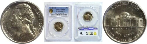 1942-D/水平D.ジェファーソンニッケル - PCGS MS-65