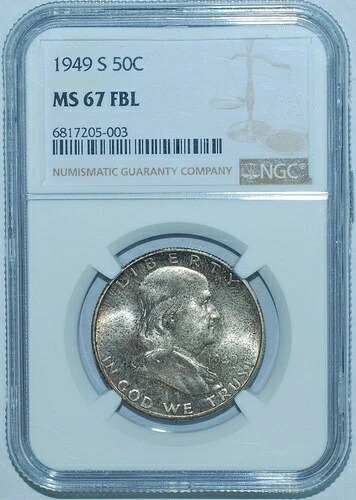 1949 S NGC MS67FBL フルベルライン フランクリン ハーフダラー ミントセット トーン｜WORLD RESOURCE【QUEEN店】