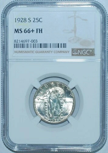 1928年 S NGC MS66+FH フルヘッドスタンディングリバティクォーター 25セント｜WORLD RESOURCE【QUEEN店】
