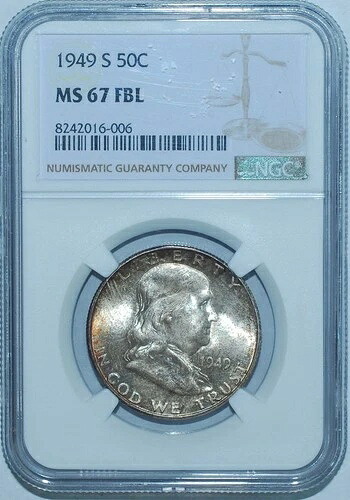 1949 S NGC MS67FBL フルベルライン フランクリン ハーフダラー ミントセット トーン｜WORLD RESOURCE【QUEEN店】