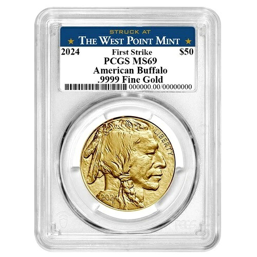 2024年 50ドル 1オンス アメリカンゴールドバッファロー PCGS MS69 FS ウェストポイントラベル