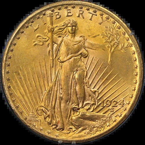 1924年製 セント・ゴーデンズ金貨 20ドル PCGS MS63 ラトラーホルダー 素晴らしい外観｜WORLD RESOURCE【QUEEN店】