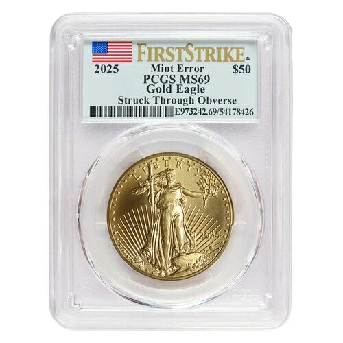 2025年 50ドル 1オンス アメリカンゴールドイーグル PCGS MS69 ミントエラー FS フラッグラベル|WORLD RESOURCE【QUEEN店】