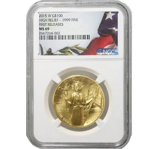 2015-W 1オンス アメリカン リバティ ハイレリーフ ゴールドコイン MS69 (ラベル違い、PCGS/NGC)
