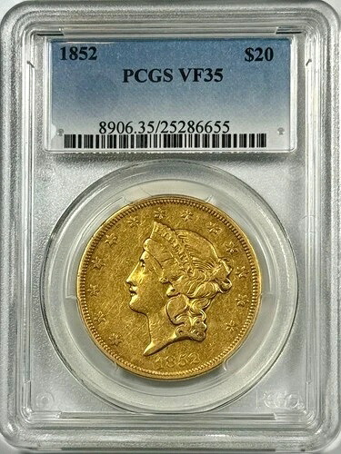 1852年 20ドル金貨 リバティ ダブルイーグル PCGS VF35|WORLD RESOURCE【QUEEN店】