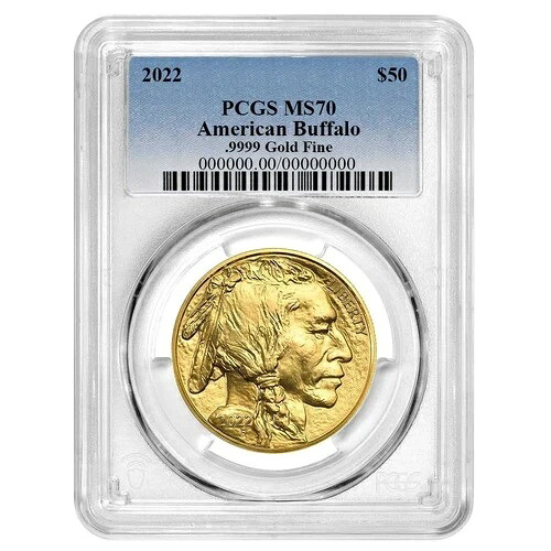 2022年 50ドル 1オンス アメリカンゴールドバッファロー PCGS MS70 ブルーラベル｜WORLD RESOURCE【QUEEN店】