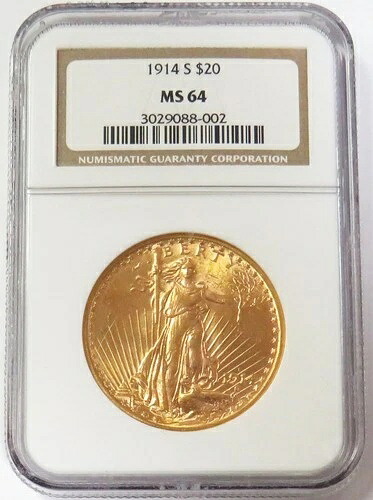 1914年 S ゴールド $20 セントゴーデンス ダブルイーグル NGC ミント ステート 64|WORLD RESOURCE【QUEEN店】