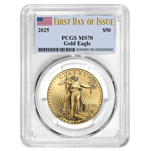 2025年 50ドル 1オンス アメリカンゴールドイーグル PCGS MS70 FDOI フラッグラベル｜WORLD RESOURCE【QUEEN店】 712,800円