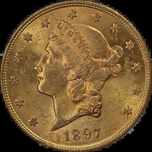 1897年 -S リバティ ゴールド $20 PCGS MS62 ナイスアピール ナイス・ストライク-