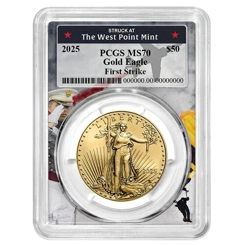 2025年 50ドル 1オンス アメリカンゴールドイーグル PCGS MS70 FS ウェストポイントフレーム｜WORLD RESOURCE【QUEEN店】