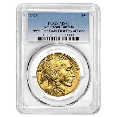 2023年 50ドル 1オンス アメリカンゴールドバッファロー PCGS MS70 FDOI ブルーラベル｜WORLD RESOURCE【QUEEN店】