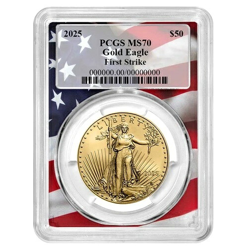 2025年 50ドル アメリカン ゴールド イーグル 1オンス PCGS MS70 FS フラッグフレーム｜WORLD RESOURCE【QUEEN店】