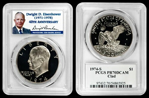 1974-S クラッド アイゼンハワー ドル PCGS PR70DCAM - 希少! PCGS PG 価値 6,000 ドル!|WORLD RESOURCE【QUEEN店】