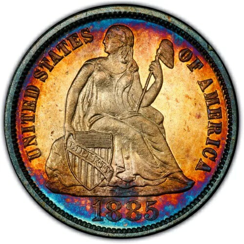 1885年 10C 自由の女神座像ダイム PCGS PR66+CAM (CAC)-