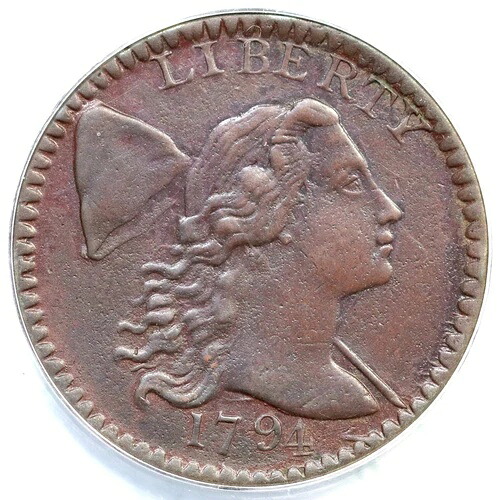 1794 S-63 R-2 ANACS AU 50 詳細 Fallen 4 Liberty Cap ラージセントコイン 1c|WORLD RESOURCE【QUEEN店】