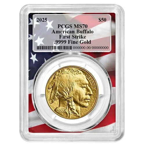 2025年 50ドル 1オンス アメリカンゴールドバッファロー PCGS MS70 FS フラッグフレーム|WORLD RESOURCE【QUEEN店】