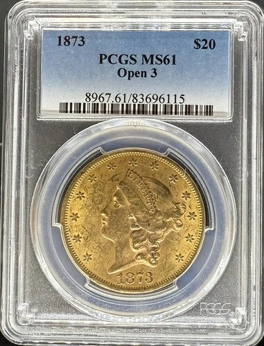 1873年 オープン 3 $20 リバティ MS61 PCGS (#PA83696115)-|WORLD RESOURCE【QUEEN店】