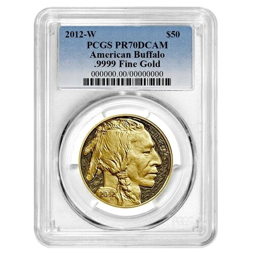 2012-W 50ドル 1オンス プルーフ アメリカンゴールド バッファロー PCGS PR70DCAM ブルーラベル