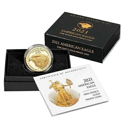 2021-W プルーフ $50 タイプ2 アメリカン ゴールド イーグル 1 オンス ボックス、OGP & COA|WORLD RESOURCE【QUEEN店】