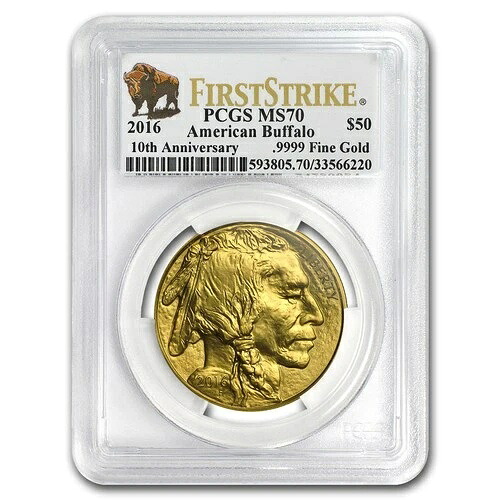 2016 1オンス ゴールド バッファロー MS-70 PCGS (FirstStrike ? 、バッファロー ラベル )-