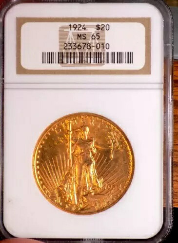 1924年 セント・グアデン 20ドル金貨 ダブルイーグル NGC MS 65 オールドホルダー WOWコイン