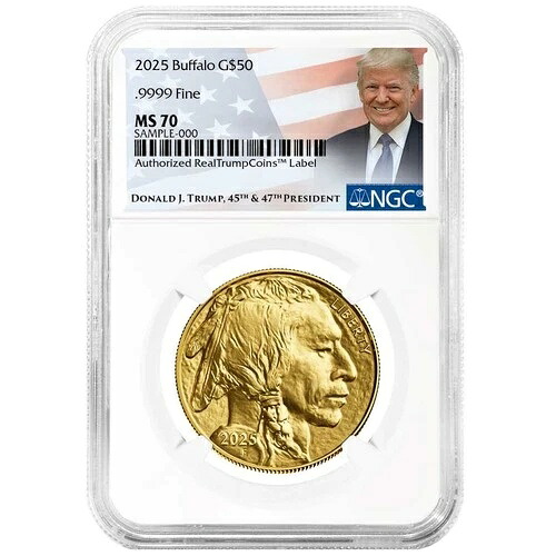 2025年 50ドル アメリカンゴールド バッファロー NGC MS70 トランプラベル